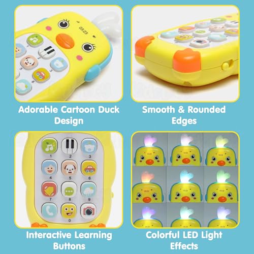 Image of Kidology Baby Musical Phone Toy with Lights | Montessori Sensory Learning Mobile for Babies 12-18 Months | Educational Cell Phone Toy with Numbers & Sounds (Yellow)
