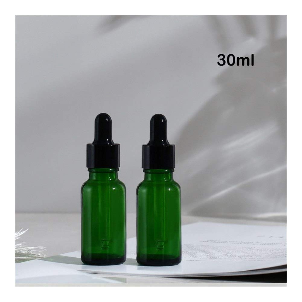 Casa de repuesto vacía MASCOTA Botellas 20pcs 5ml-100ml botellas vacías de vidrio ámbar cuentagotas esencial de aromaterapia verde gota del aceite de la botella de líquido reactivo Pipetear recargable