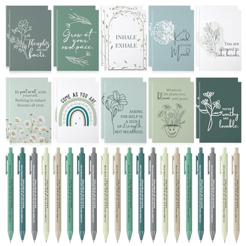 Eaasty 100 Pcs Mental Health Awareness Gifts Inspirational Mental Health Awareness Mini Notepads Motivational Pens Counseling Office Must Haves for School Teacher Counselor Supplies