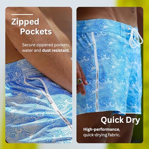 Tucann Men's Trunks 3" Compression Liner Quick Dry Zipper Pocket Chlorine Resistan 4 Way Stretch Printed Swim Shorts for Men2