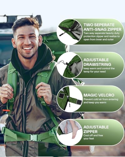 Bolsa de dormir Sportneer para adultos y niños, bolsa impermeable para clima frío, compacta y portátil para camping, senderismo y viaje miniatura 3