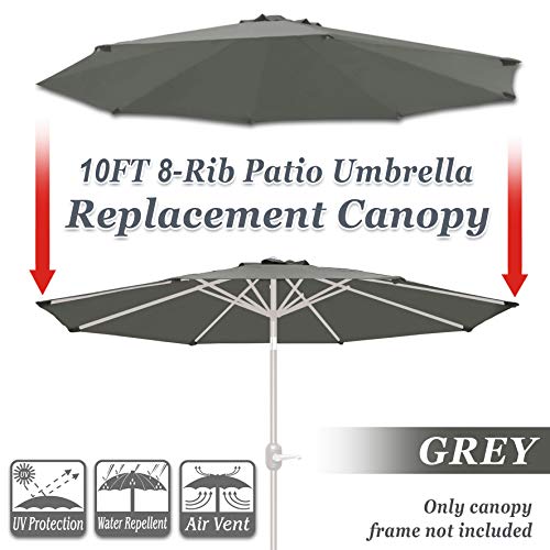 Strong Camel Replacement Patio Umbrella Canopy Cover for 10ft 8 Ribs Umbrella (CANOPY ONLY) (GREY)