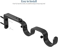 Vista 6 de Soportes de barra de cortina resistentes, soportes ajustables para doble barra, 1 pulgada (2 piezas, negro)