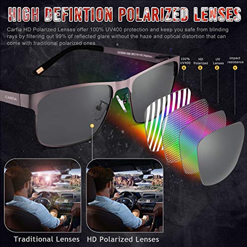 Image of CARFIA Metal Mens Sunglasses Polarized UV400 Protection for Driving Fishing Hiking Golf Everyday Use CA5225