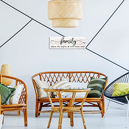 Family-Wooden-Wall-Decor-157-x-51-Inch-Where-Life-Begin-Wood-Sign-Love-Never-Ends-Wall-Plaque-Wooden-Family-Words-Hanging-Sign-Family-Wood-Hanging-Decor-Rustic-Family-Wooden-Decor-for-Home-Decor