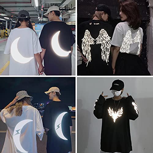 Image of Reflective Heat Transfer Vinyl Reflective HTV Grey Vinyl Rolls 12 Inch x 7 Feet Iron on Vinyl for Cricut, T-Shirts DIY Design Silhouette Cameo & Heat Press Machine
