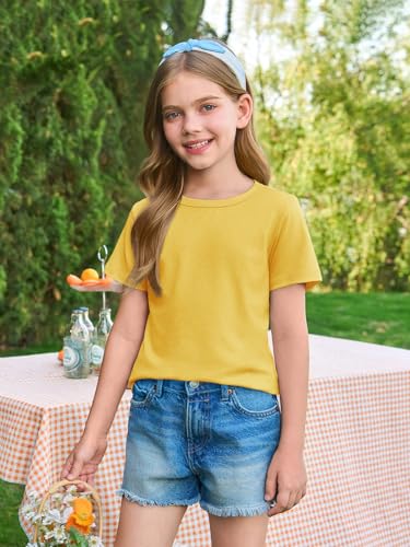 Image of Haloumoning Girls Short Sleeve T Shirts Kids Summer Crewneck Tops