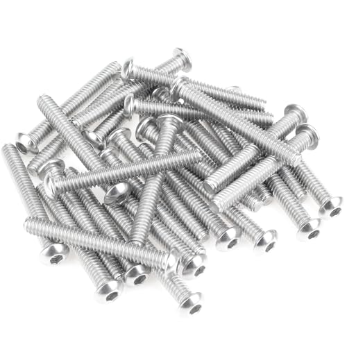 Image of 30 Pieces 1 /4-20 x 2 Button Head Socket Cap Screws Bolts, HELIFOUNER 304 Stainless Steel (18-8) Screws, Bright Finish, Fully Threaded