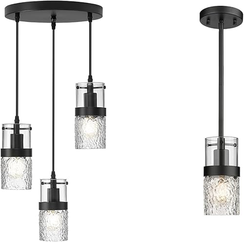 LMS Juegos de luces, juego de 2 unidades a juego, moderno accesorio de iluminación colgante industrial o lámparas de baño de 3 luces, LMS-188,