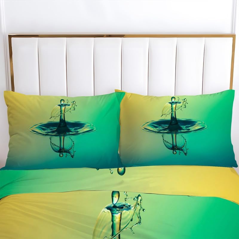 Miniatura 3 de Juego de funda de edredón con estampado moderno de gotas de agua, funda de edredón de microfibra suave y 2 fundas de almohada de 20 x 26 pulgadas,