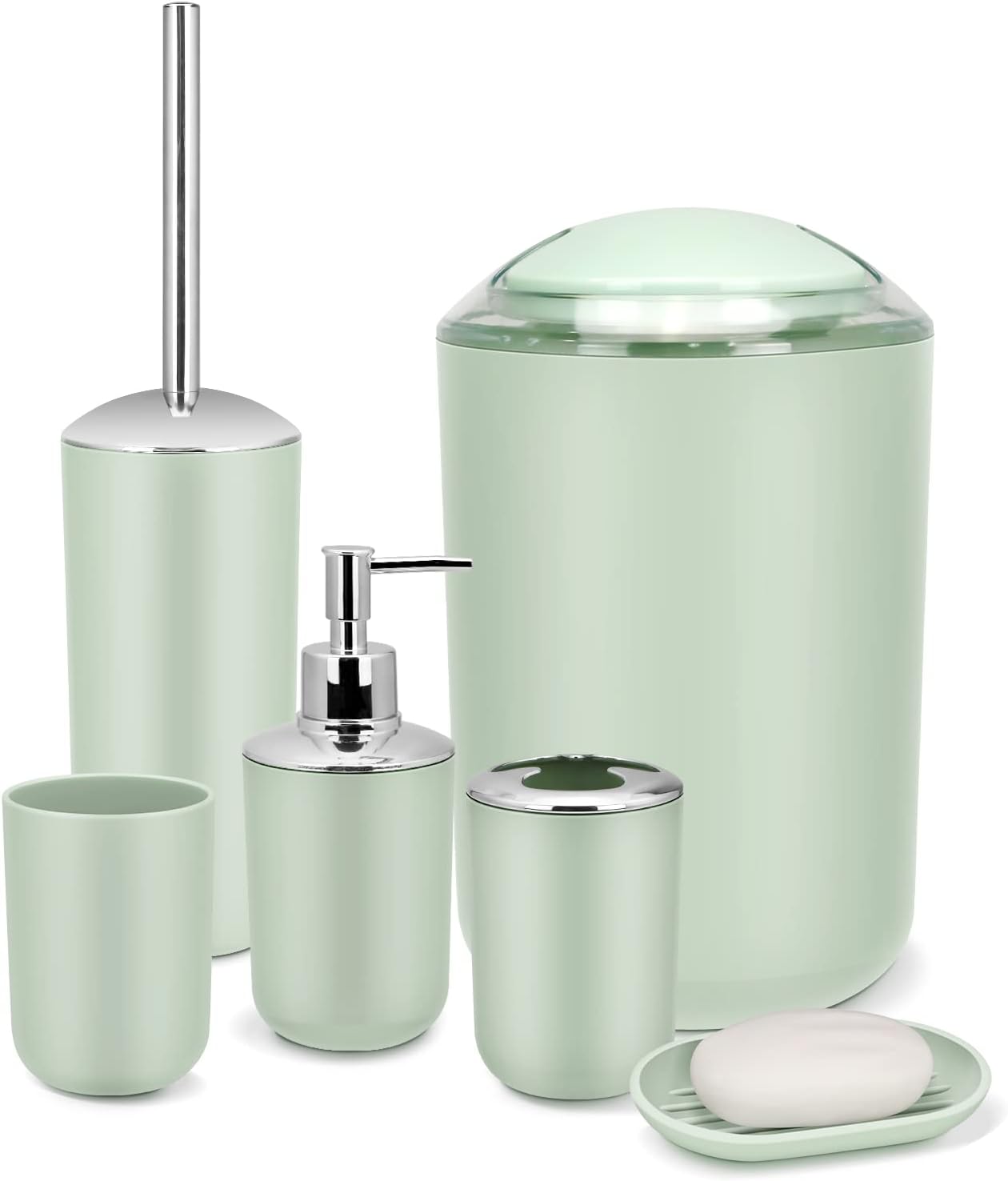 IMAVO Bathroom Accessory Set 6 Piece Green Bathroom