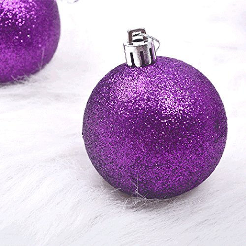 Xmas Balls, Plastic Christmas Baubles Tree Ornaments 24 Pack (Purple) #TOP3