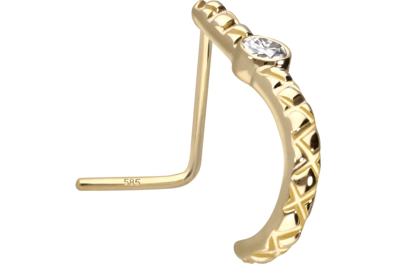 PIERCINGLINE 14/18 Karat Gold Nasenstecker MOISSANIT Nasenpiercing Piercing Nase