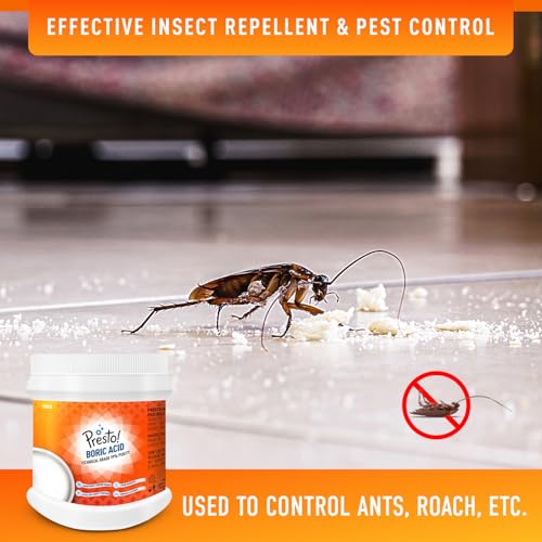 Image of Amazon Brand - Presto! Boric Acid Powder | 500 Gram | Technical Grade 99% Pure | Multipurpose Use for Pest Control, Cleaning, & Carrom Board