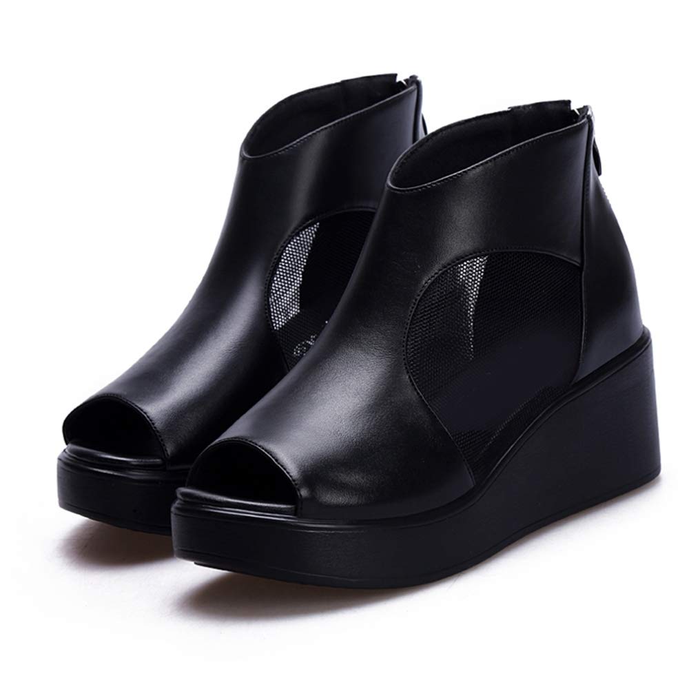 黒 編み込みデザイン 厚底サンダル XS-LLサイズ展開】スクエアニット厚底サンダル IW5388 -【公式