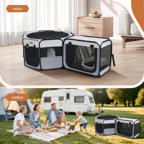 Lekespring 120x40cm Tragbarer 2-in-1 Welpenauslauf Faltbar& Katzenlaufstall