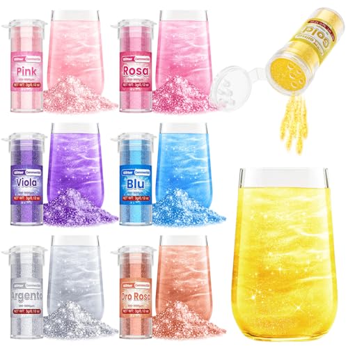 Glitter Commestibili - 7 Colori Vivaci in Glitter Alimentari (3 g Ciascuno), Brillantini Commestibili senza Sapore, Coloranti Alimentari in Polvere per Bevande, Torte, Macarons, Fondente, Cupcake