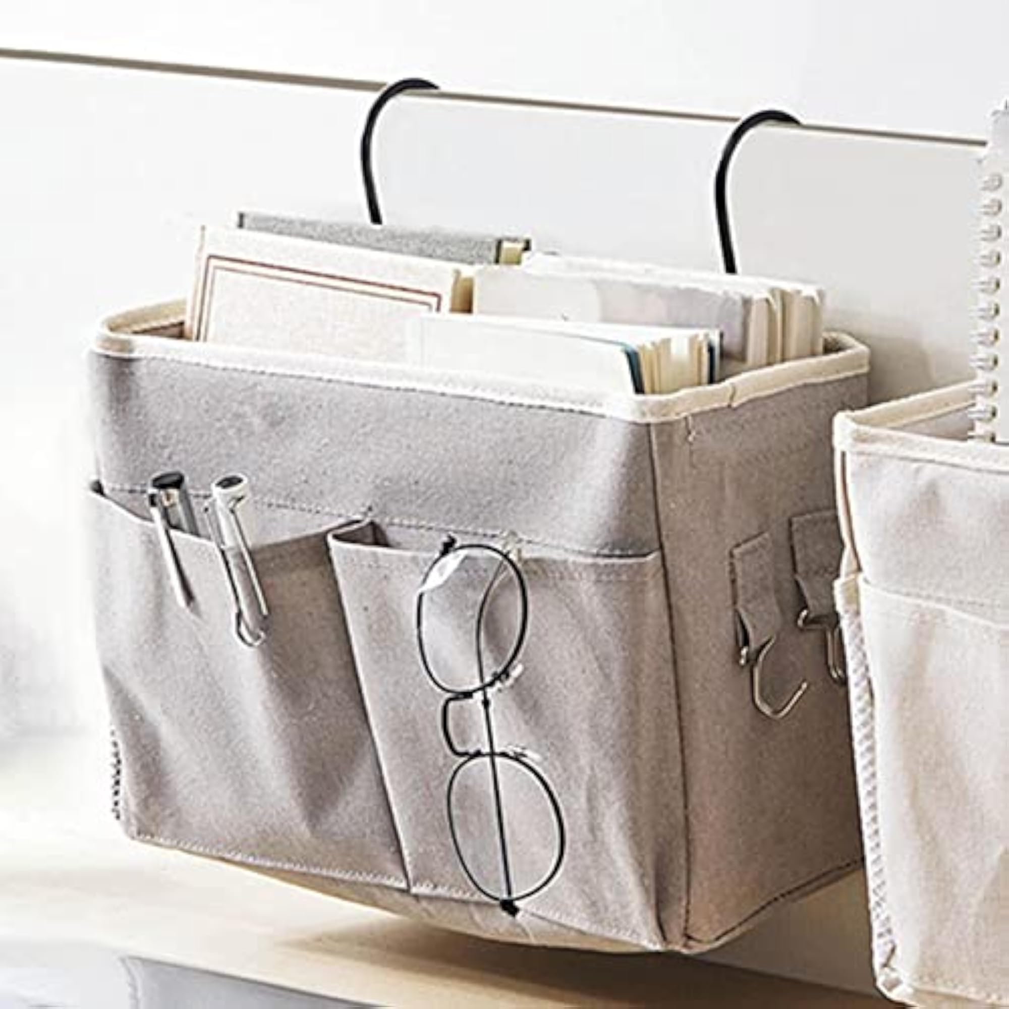 Bedside Caddy Storage Bag for College Dorm, Gray