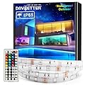 DAYBETTER Waterproof Led Lights for Bedroom, 32.8ft (2 Rolls of 16.4ft) Led Strip Lights, 300 LEDs Color Changing RGB 44 Keys Remote Controller, 12v for Outdoor Room Home Party Christmas Decoration