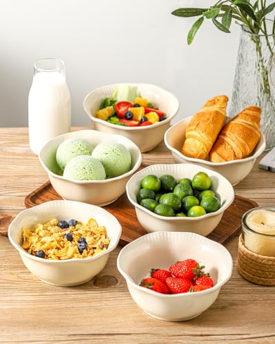 Hasense-Ceramic-Soup-Bowls-20-oz-Cereal-Bowls-Set-of-6-for-Kitchen-Microwave-Oven-and-Dishwasher-Safe-For-Cereal-Fruit-Salad-Ramen-Soup-Noodle-Housewarming-Present-Lotus-Bowls-Beige Hasense Ceramic Soup Bowls 20 oz Cereal Bowls Set of 6 for Kitchen Microwave Oven and Dishwasher Safe For Cereal Fruit Salad Ramen Soup Noodle Housewarming Present Lotus Bowls Beige