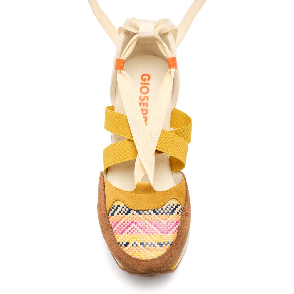 Sneakers Aperte Pelle con Zeppa in Rafia CORNVILLE