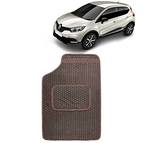 Image of Kingsway Dotted Design Car Floor Foot Mats Universal Fit for Renault Captur, Model Year : 2017 Onwards, Water and Dustproof, Color Brown, Set of 5 Pieces