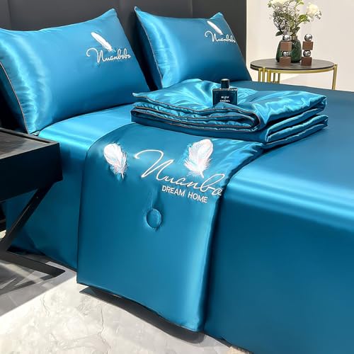 DOTBUY-SHOP Colcha Boutí Microfibra Frescura Cubrecama Suave Ligero y Transpirable, Cubre Cama Multiusos para Primavera y Verano, Colchas para Cama 90/120/150/160 (Azul Lago,150x200cm)