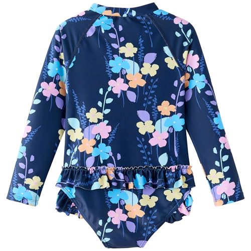 Image of UMELOK Girls Long Sleeve Rash Guard One Piece Swimsuits UPF 50+ Ruffle Zipper Bathing Suit 4-10 Years