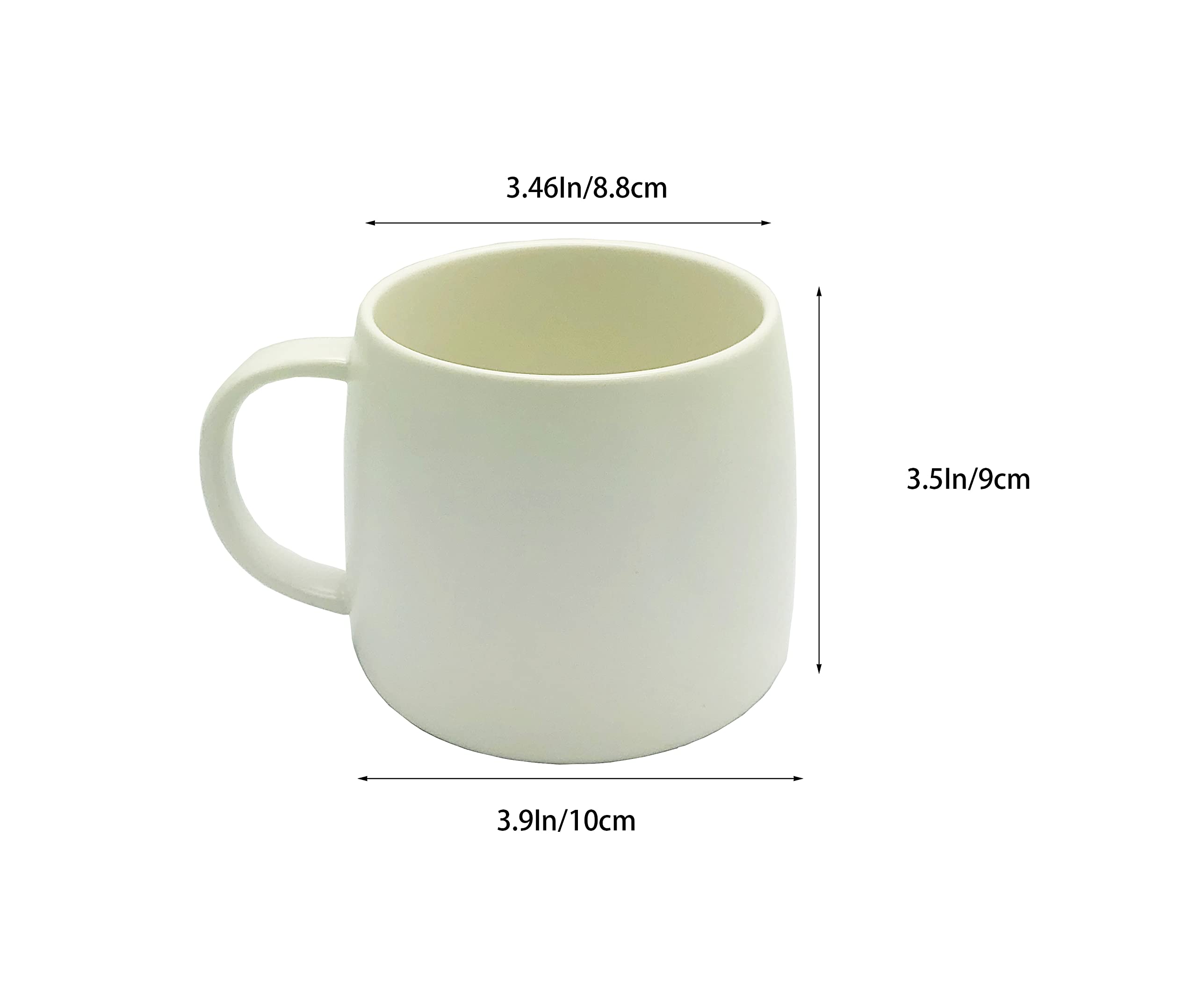 2 Pack Ceramic Cups, Porcelain Mugs With Handle, Smooth Ceramic Cups For Coffee, Tea, Milk, Cocoa (White)