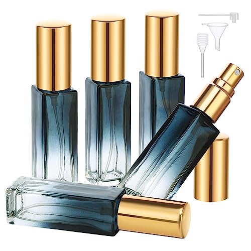 Segbeauty Frasco Perfume Recargable, 5 Piezas Atomizador de Perfume de Vidrio 10ml, Portátil y Reutilizable, para Viaje, Mujeres, Hombres (Azul Degradado)