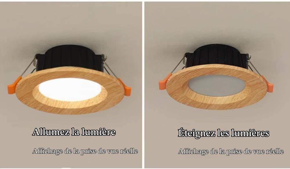 Lot de 6 plafonniers LED encastrables couleur bois for couloir, allée, plafonnier encastrable en aluminium, 5 W, 7, kits d'éclairage for éclairage commercial(5W,Warm light)