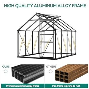 YITAHOME Polycarbonate 6x8FT Greenhouse Heavy Duty Green Houses Outdoor Greenhouses Aluminum Sliding Doors Vent Window Premium Large Sun House for Garden Backyard, Black YITAHOME Polycarbonate 6x8FT Greenhouse Heavy Duty Green Houses Outdoor Greenhouses Aluminum Sliding Doors Vent Window Premium Large Sun House for Garden Backyard Black