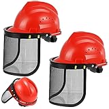 Amylove 2 Pcs Safety Face Shield with Mesh Face Shield for Weed Whacking Protective Chainsaw Helmet Construction Helmet Forest Hard Hat with Face Shield for Chainsaw Trimmer Protection