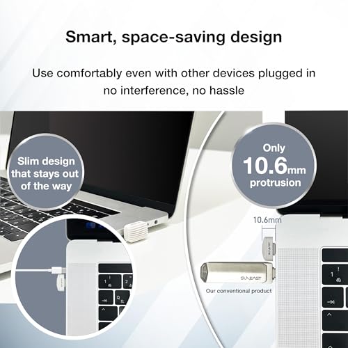 Image of SUNEAST Portable SSD Nano - 256GB, Ultra-Compact USB-C 3.2, External Solid State Drive | Read up to 450 MB /s, Write up to 400 MB /s, exFAT, 2.8 g, Works with iOS, Windows, macOS, Linux, Android | Read 450 MB /s, Write 400 MB /s, Ultra-Compact USB-C 3.2, exFAT, 2.8 g, Works with iOS, Windows, macOS, Linux, Android
