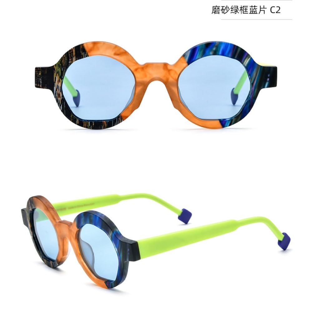 gafas de sol redondas irregulares esmeriladas polarizadas nicho UV400 gafas teñidas de conducción cara redonda