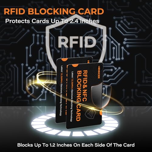 RFID Blocking Card, NFC Debit Credit Card Passport Protector, Entire Wallet Protection Blocker Set for Men & Women, Smart Slim Design Perfectly fits in Wallet and Purse (Blackorange, 6) (6)4