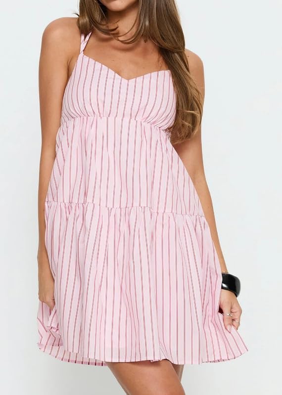 Image of ROAONOCOMO Women Boho Graffiti Cami Mini Dress Spaghetti Strap Printed A Line Short Dress Cute Colorful Sundress