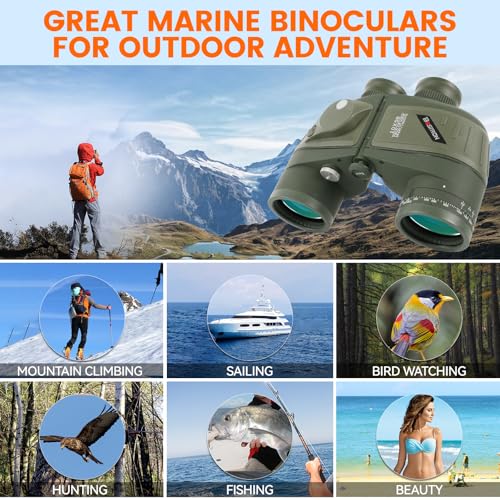 Binoculares Marinos 10x50 Impermeables IPX7 con Brújula miniatura 2