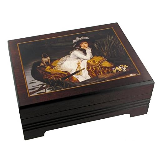 Lutèce Créations Caja de música para joyas/joyero musical de madera con reproducción de un cuadro famoso - Música acuática o Música del agua (Georg Friedrich Händel)