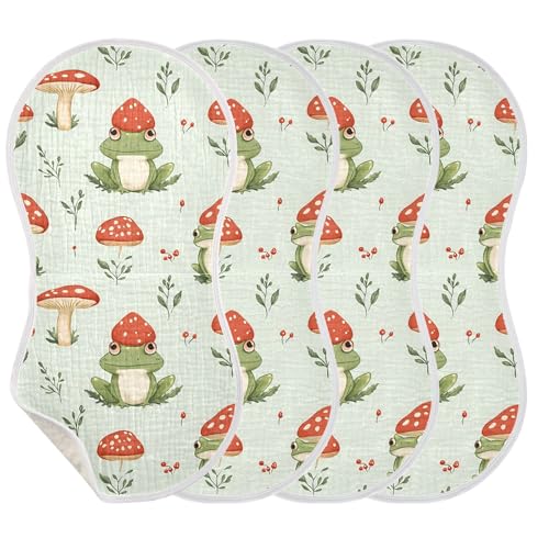 Frog and Mushroom Baby Burp Cloths, Cotton Soft Absorbent Burp Cloth, Baby Bib Cloths Spit Up Rags for Newborn Boys Girls, 1 Pack, 22”x11”3