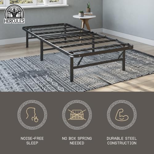 Image of Hercules Folding Metal Bed Frame, 14 Inch Platform Mattress Foundation, Twin