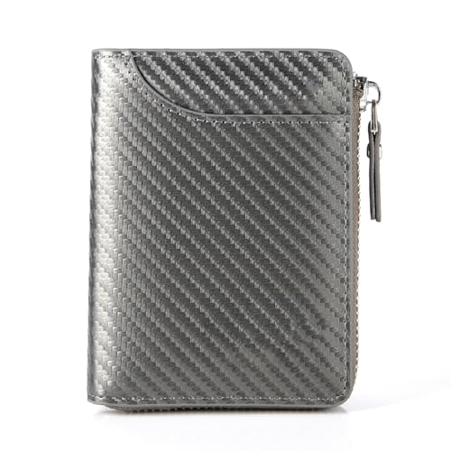 Joyfullygo Wallet, Relevantk Wallet, Joyfullygo Men Wallets Zipper Purse, Unisex Pebble Leather Wallets with RFID Protected, with Credit Card Holder, Coin Holder & Cash Slots (Gray)