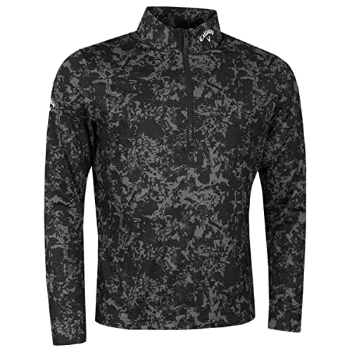 Callaway Golf Mens Camo 1/4 Zip Pullover Sweater - Caviar - S