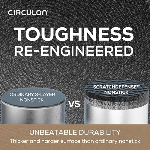 Image of Circulon A1 Series with ScratchDefense Technology Nonstick Induction Pots and Pans, Metal Utensil Safe, Includes Splatter Guard, Slotted Turner and Silicone Trivets, 10 Piece Cookware Set - Champagne