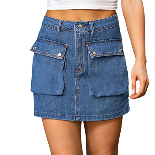 Jupes en jean taille haute femme noir foncé denim taille 44