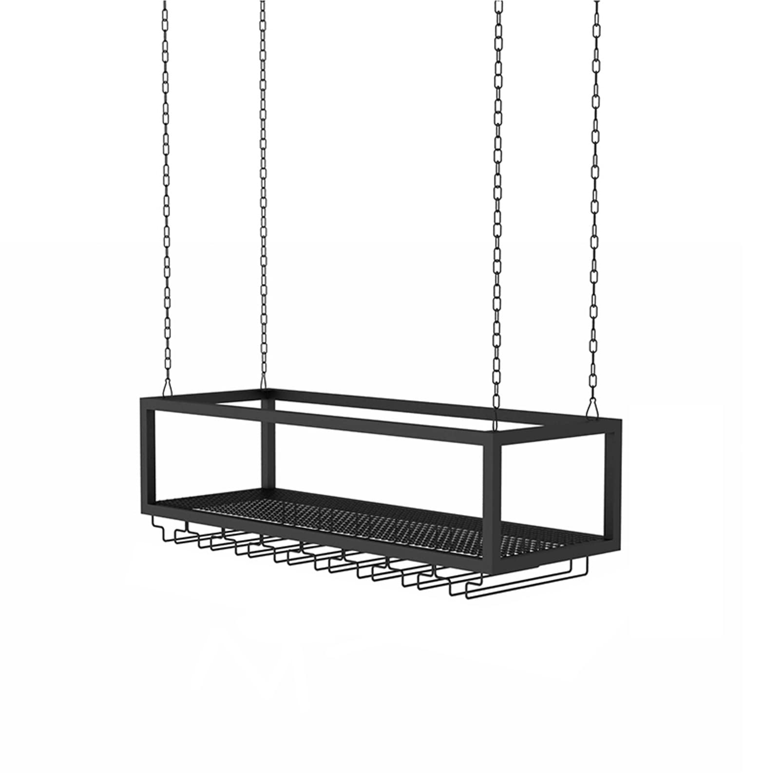 Botellero Colgante con Soporte para Copas, Ideal para la Cocina o el Bar. Estantes metálicos para Colocar bajo el Armario o en el Techo. Soporte para Copas y Vasos. 60 x 25 x 20 cm