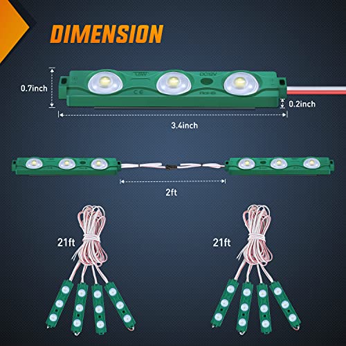 Image of Nilight TR-117-H 8PCS Truck Pickup Bed Light 24LED Green Cargo Rock Lighting Kits with Switch for Van Off-Road Under Car Side Marker Foot Wells Rail, 2 Years Warranty