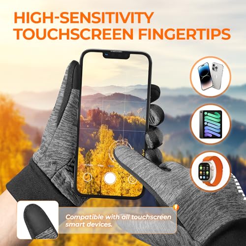 Image of rivmount Lightweight Winter Running Gloves, Touch Screen & Anti-Slip Warm Thermal Glove Liners, Cool Weather Driving Cycling Hiking Biking Walking Sporting for Women Men