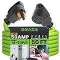 GearIT 50-Amp Extension Cord for RV and EV (50 Feet) 4-Prong 250-Volt, Tesla Model 3/S/X/Y, NEMA 14-50P to 14-50R 6/3, 8/1 STW AWG Gauge Outdoor Auto Power Cord