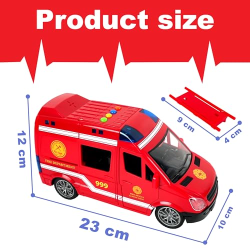 CELMAN Krankenwagen Spielzeug - Rettungswagen Ambulance mit Trage, Sound und Licht, Notarzt Spielzeug Fahrzeuge, Rettungsfahrzeuge, Medical Responder Spielzeugauto für Kinder Ab 3 4 5 6 Jahre
